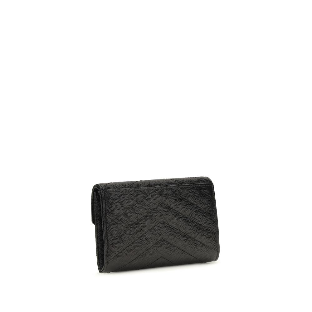 Saint Laurent Black Lambskin Small Envelope Cassandre Wallet