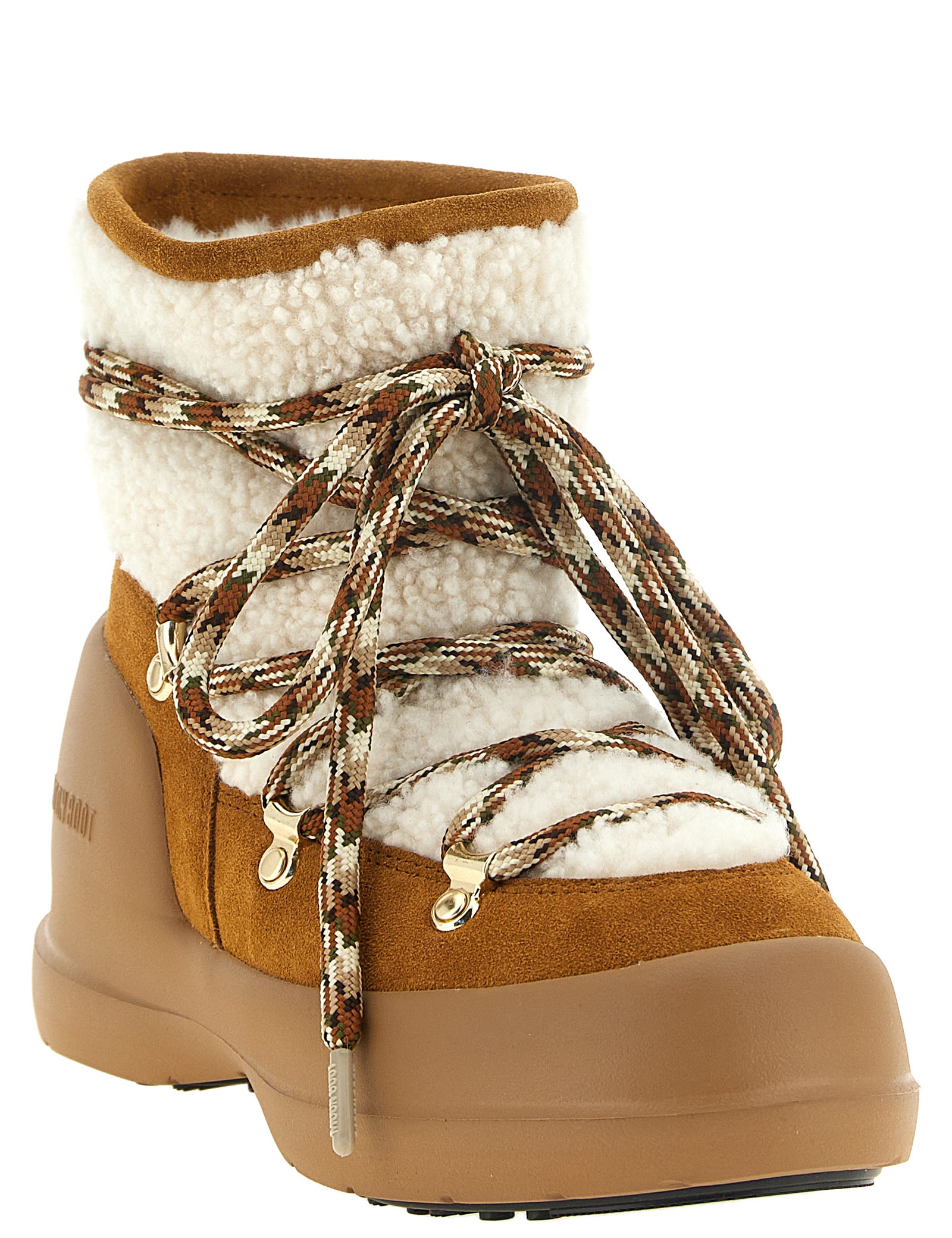 Moon Boot Beige Shearling Boots