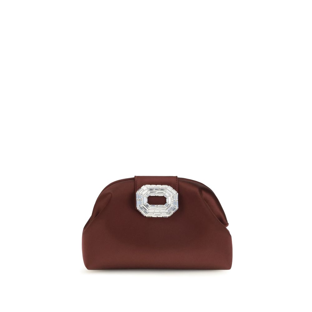 Amina Muaddi Bordeaux Silk Satin Shoulder Bag
