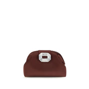 Amina Muaddi Bordeaux Silk Satin Shoulder Bag