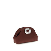 Amina Muaddi Bordeaux Silk Satin Shoulder Bag