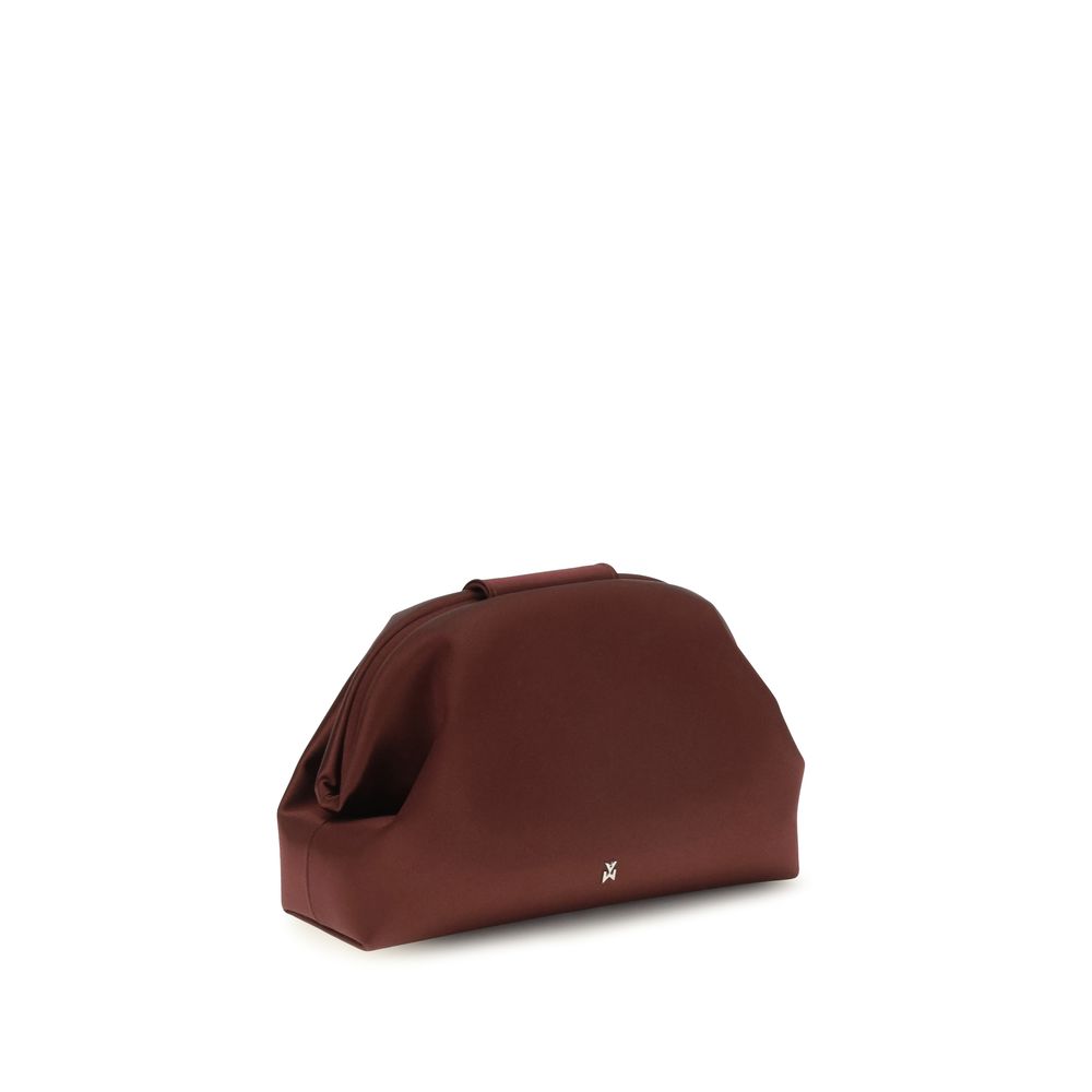 Amina Muaddi Bordeaux Silk Satin Shoulder Bag