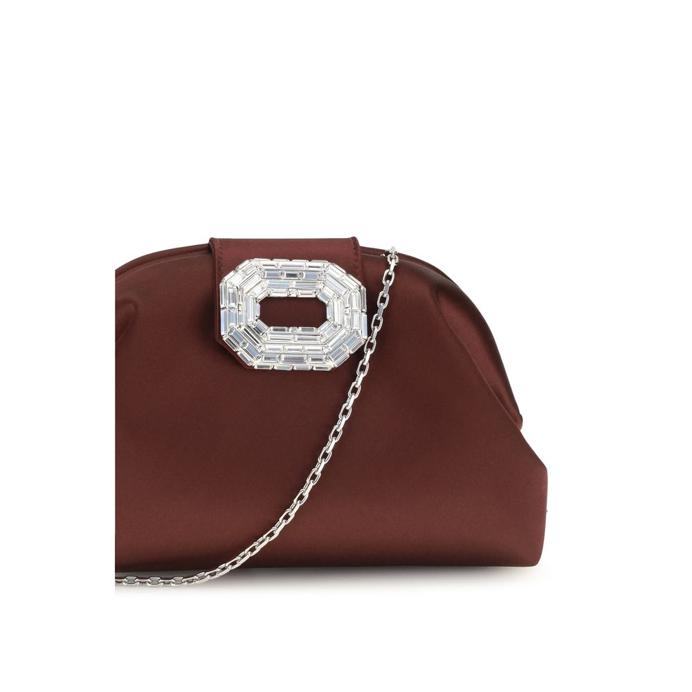 Amina Muaddi Bordeaux Silk Satin Shoulder Bag