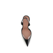 Amina Muaddi Black Calf Leather Pumps