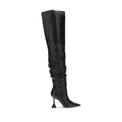 Amina Muaddi Black Calf Leather Boots
