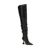 Amina Muaddi Black Calf Leather Boots
