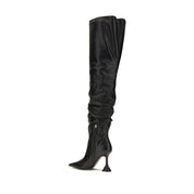 Amina Muaddi Black Calf Leather Boots