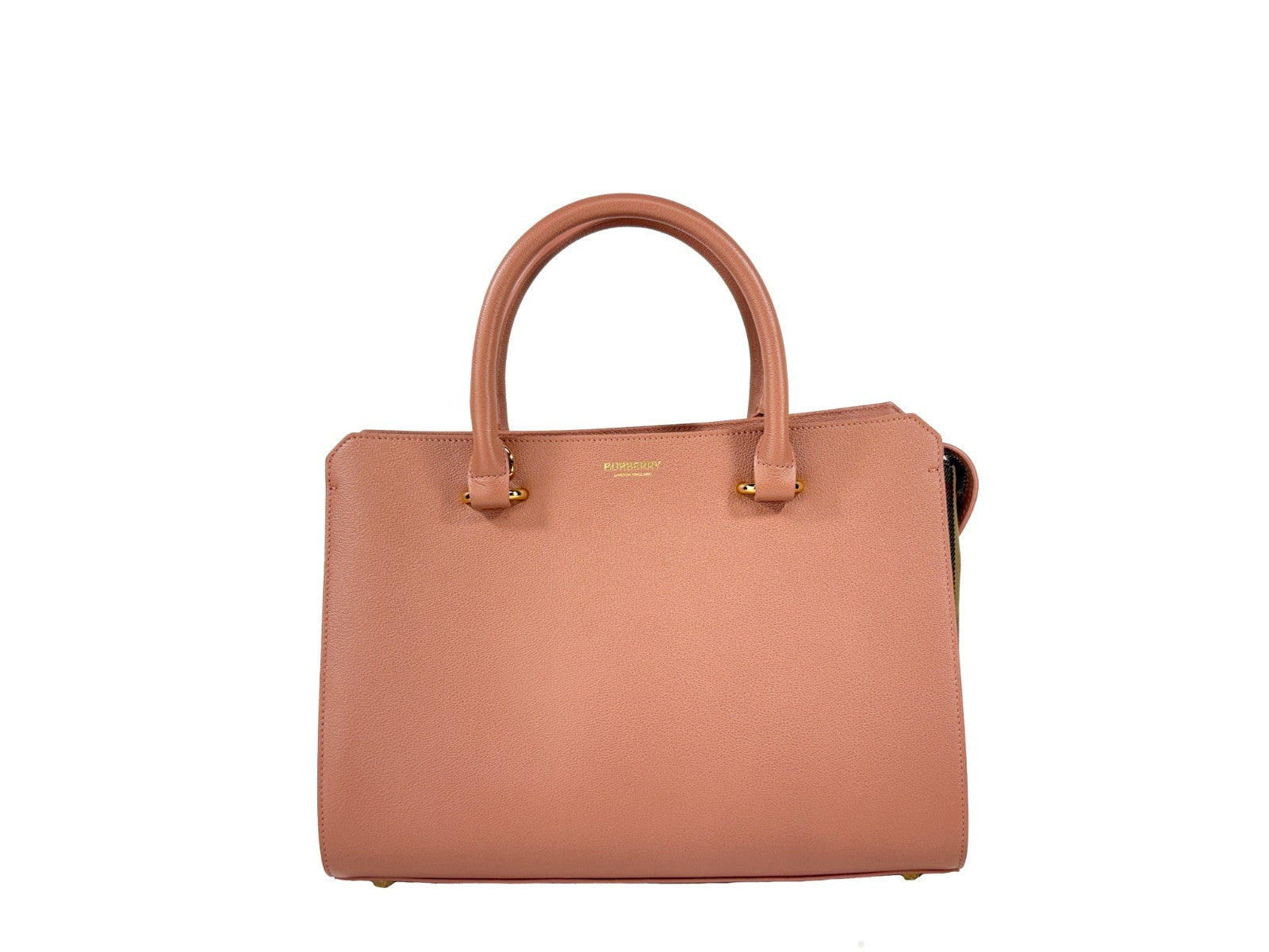 Burberry Dark Rosewood Leather Canvas Tote Bags