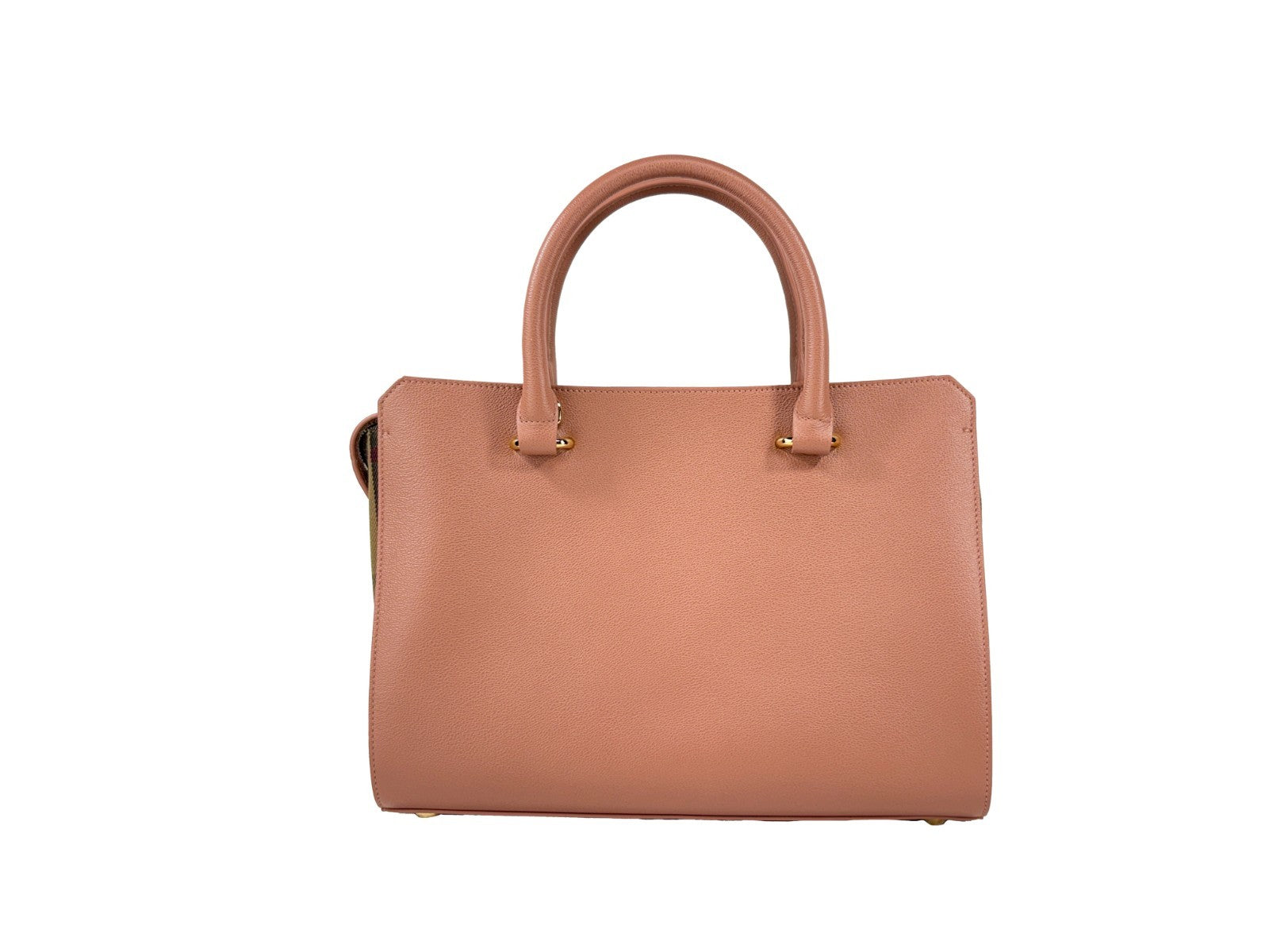 Burberry Dark Rosewood Leather Canvas Tote Bags