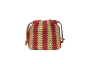 COACH Red / Tan Straw with Leather Trim Crossbody Bag