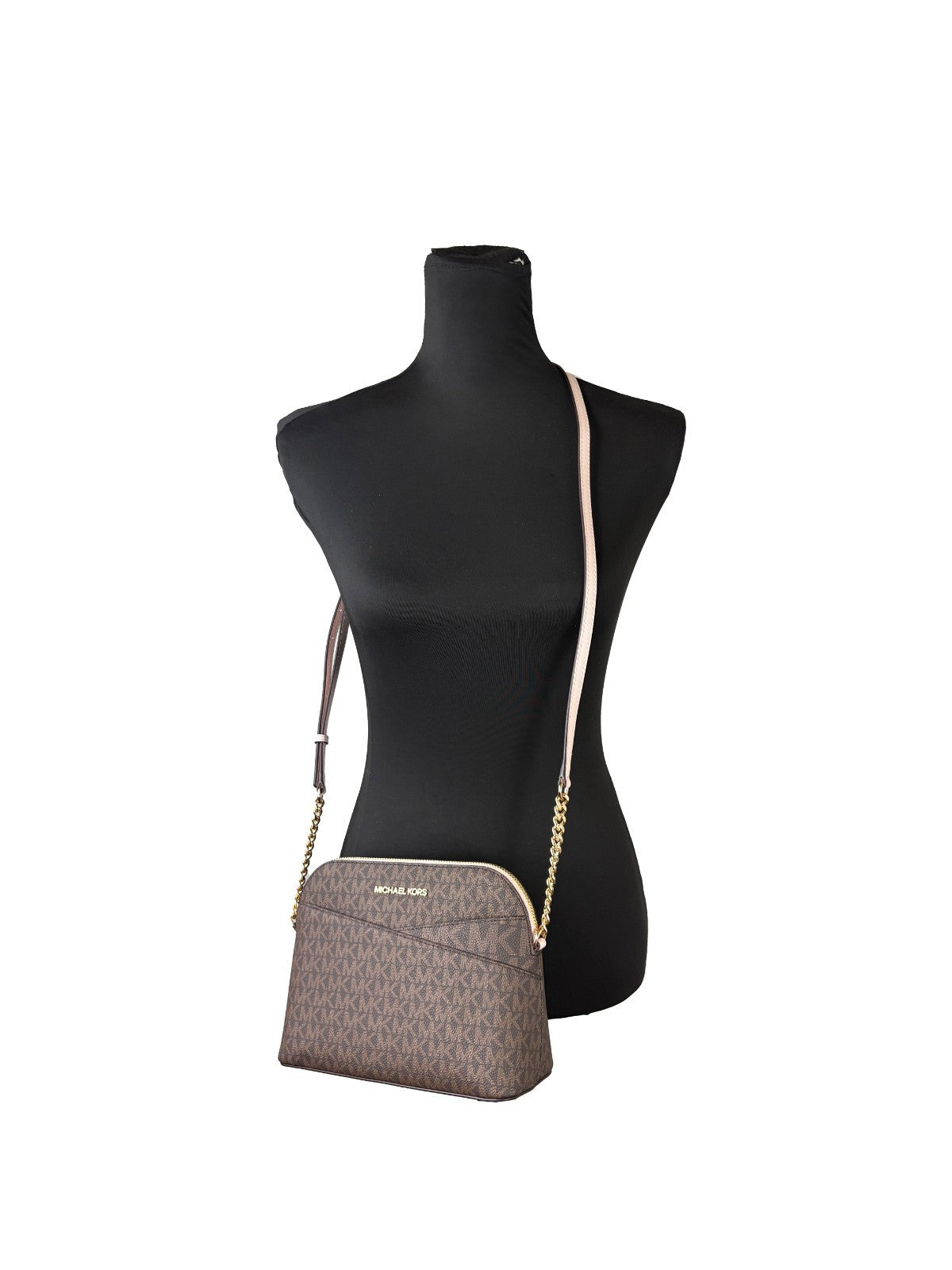 Michael Kors Brown / Powder Blush Saffiano Leather Crossbody Bag