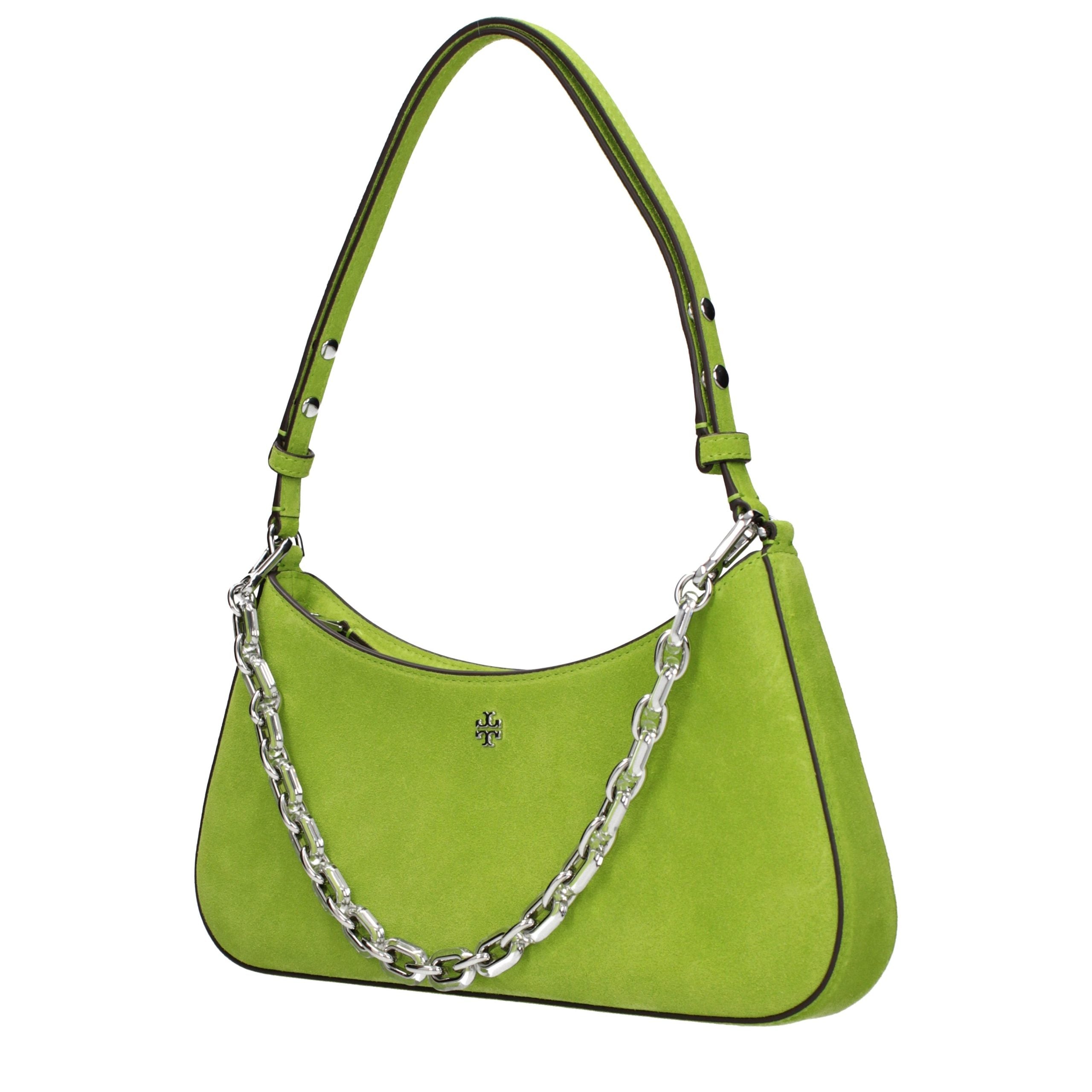 Tory Burch Green Suede Shoulder Bags
