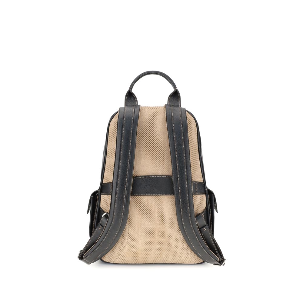 Brunello Cucinelli Black Calf Leather Backpack
