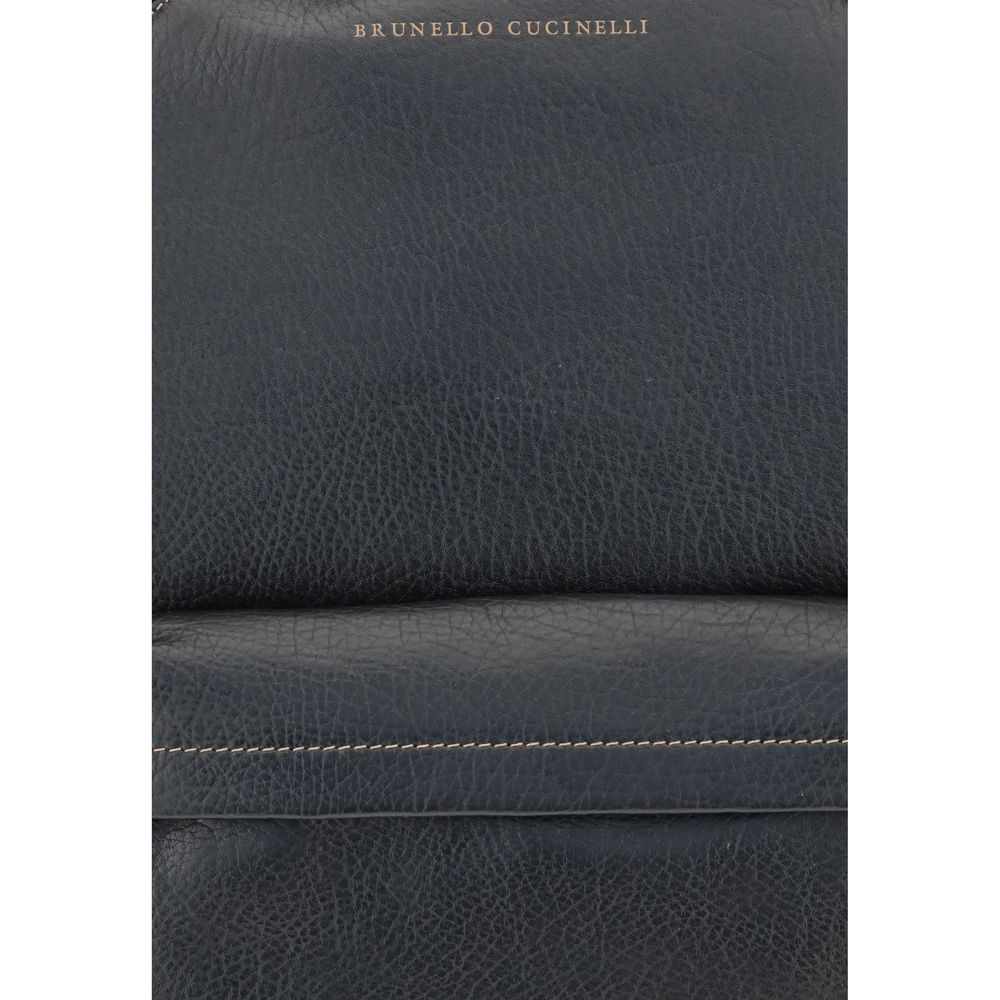 Brunello Cucinelli Black Calf Leather Backpack