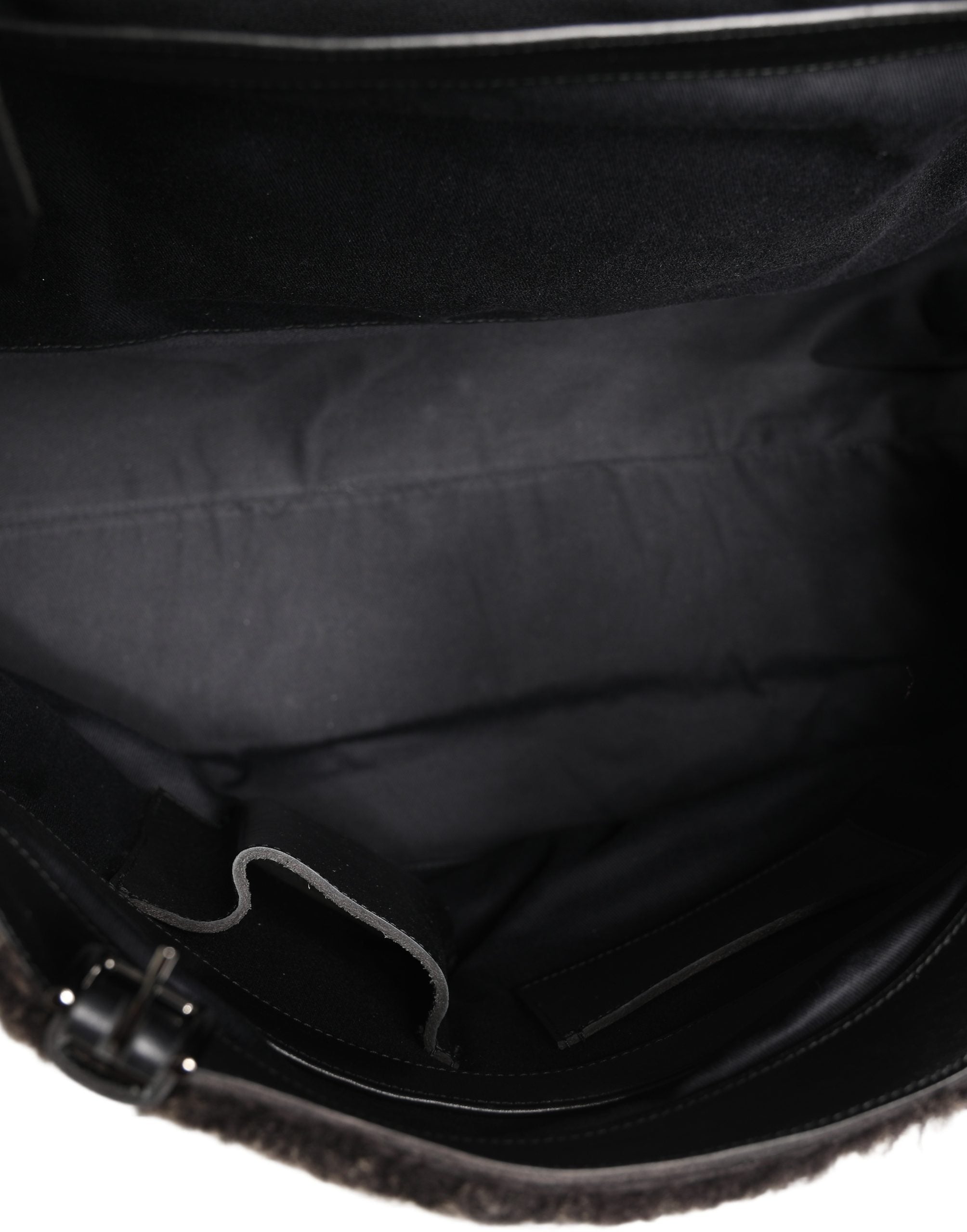 Dolce & Gabbana Black Shearling Leather Shoulder Bag