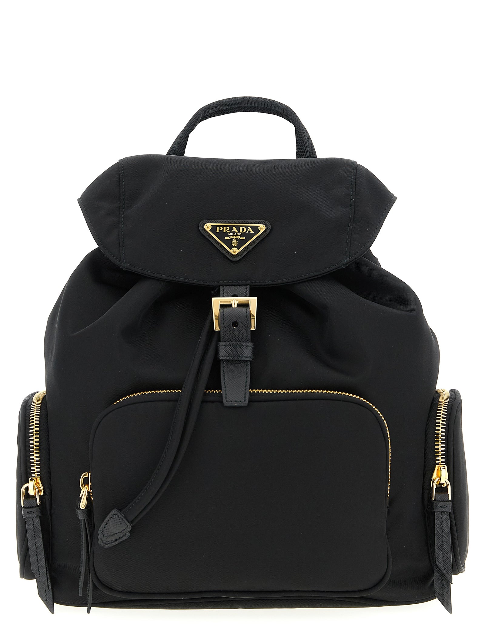 Prada Black Recycled Polyamide Backpacks
