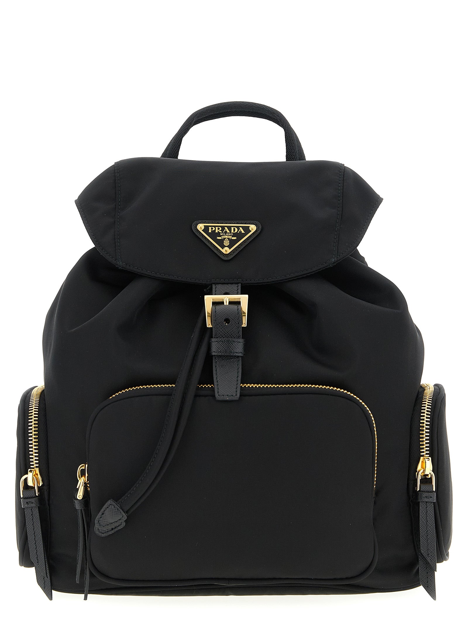 Prada Black Recycled Polyamide Backpacks