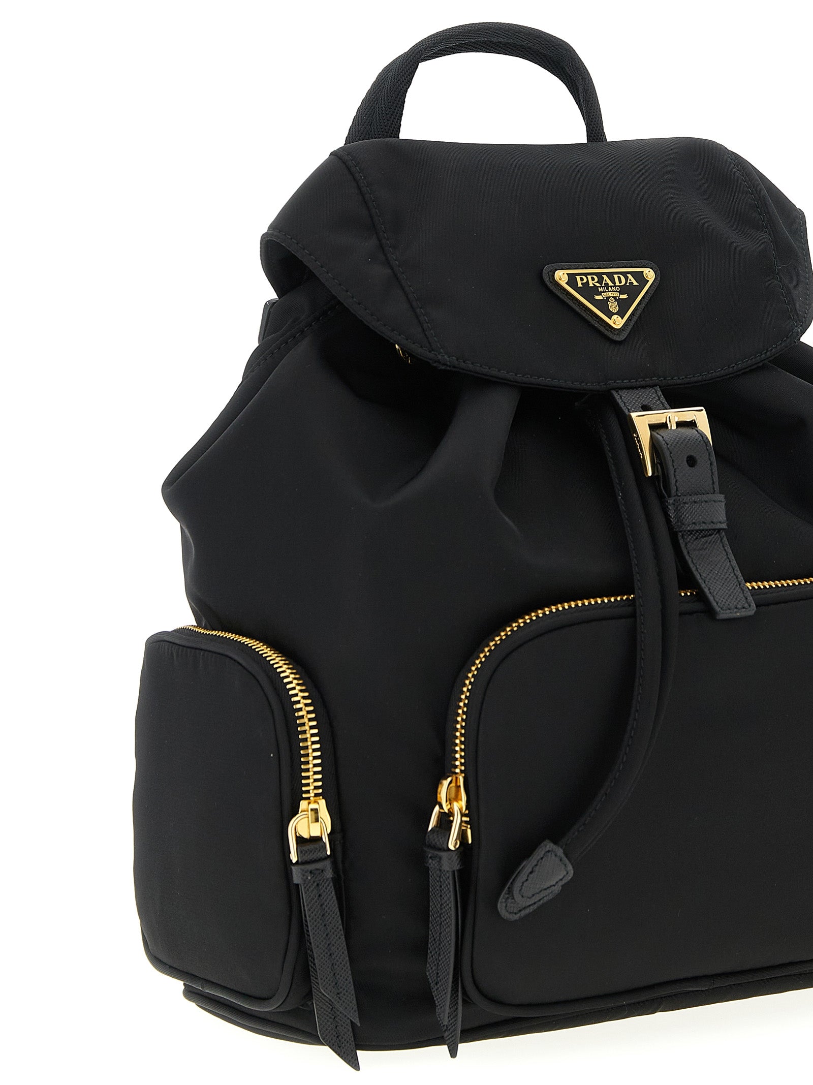 Prada Black Recycled Polyamide Backpacks