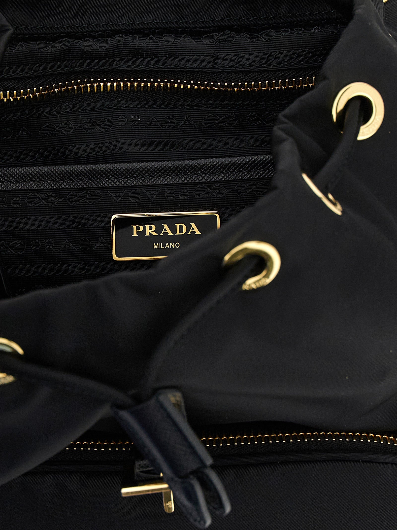 Prada Black Recycled Polyamide Backpacks
