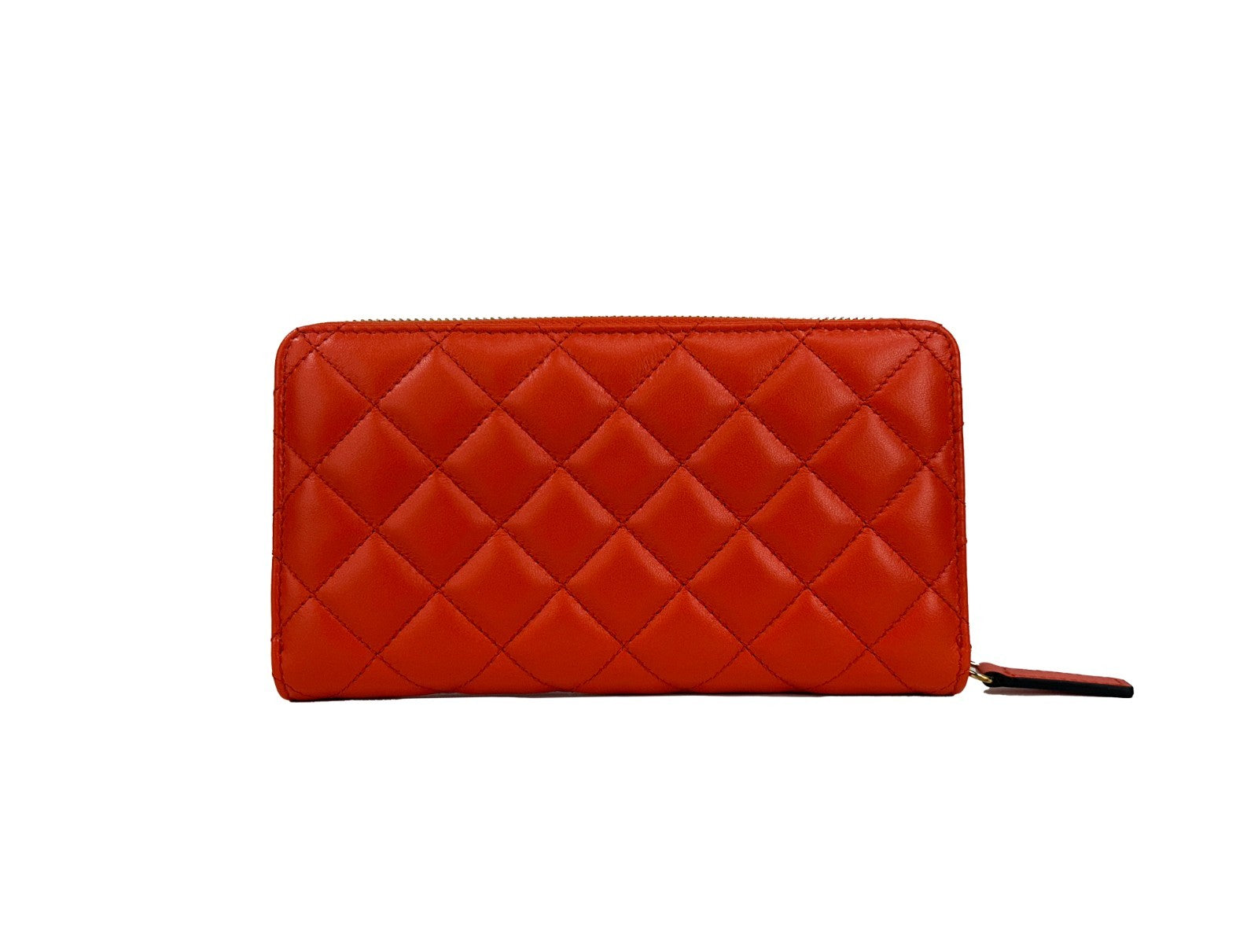 Versace Coral Quilted Leather Continental Clutch Zip Wallet