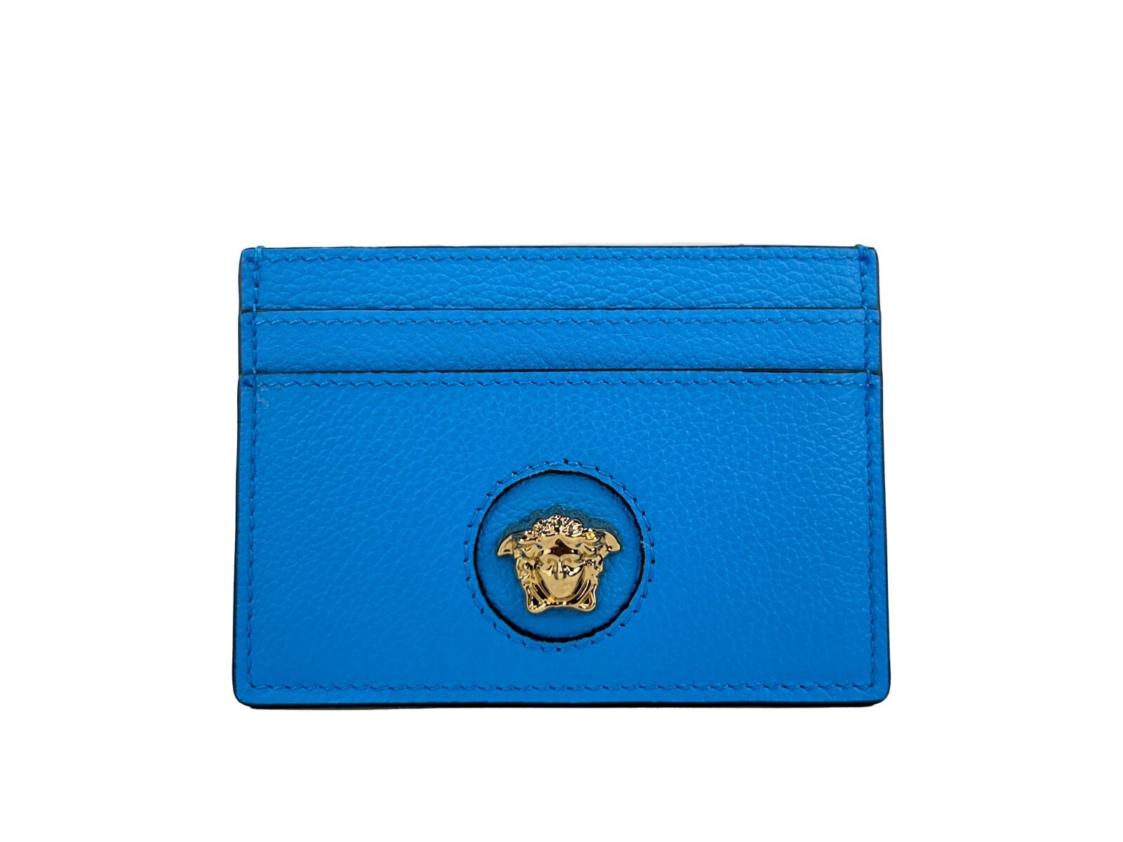Versace Blue Grainy Leather Card Cases