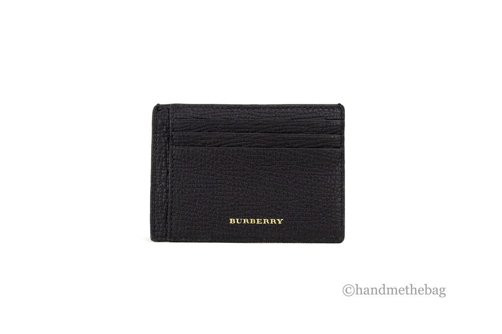 Burberry Black Leather and Canvas Money Clip Card Case