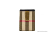Burberry Black Leather and Canvas Money Clip Card Case
