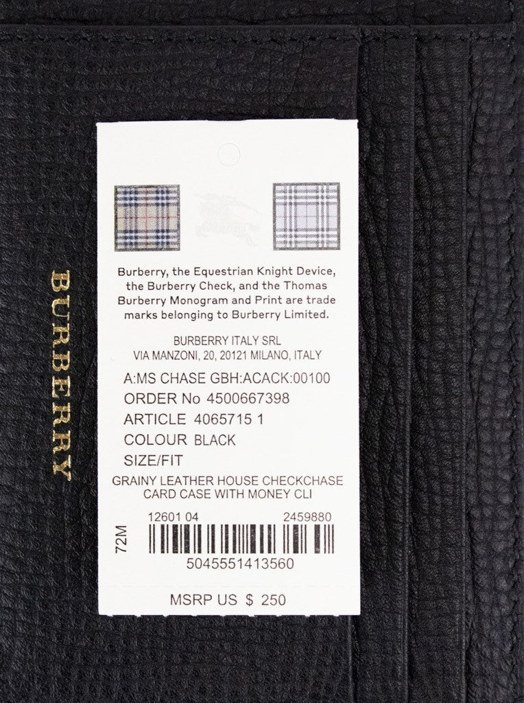 Burberry Black Leather and Canvas Money Clip Card Case