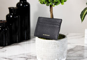 Burberry Black Leather and Canvas Money Clip Card Case