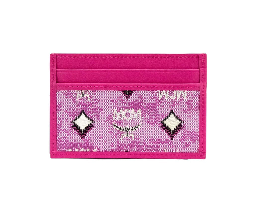 MCM Pink Canvas and Leather Card Case Wallet