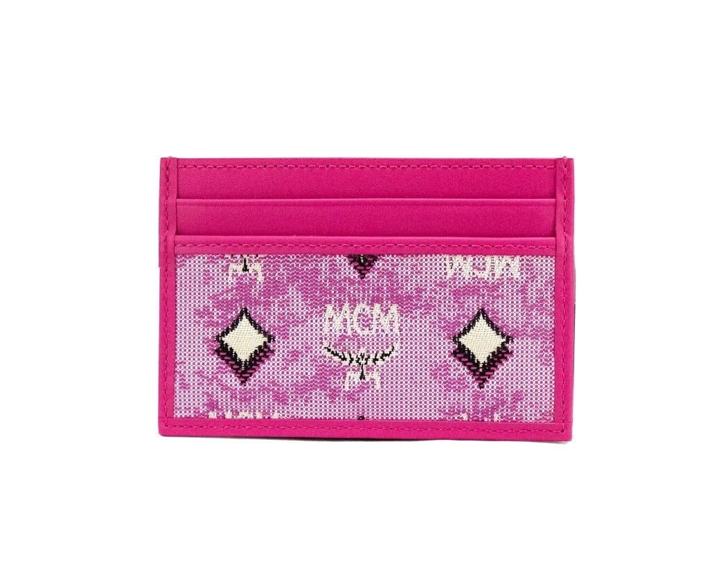 MCM Pink Canvas and Leather Card Case Wallet