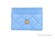 Versace Blue Leather Card Case Wallet
