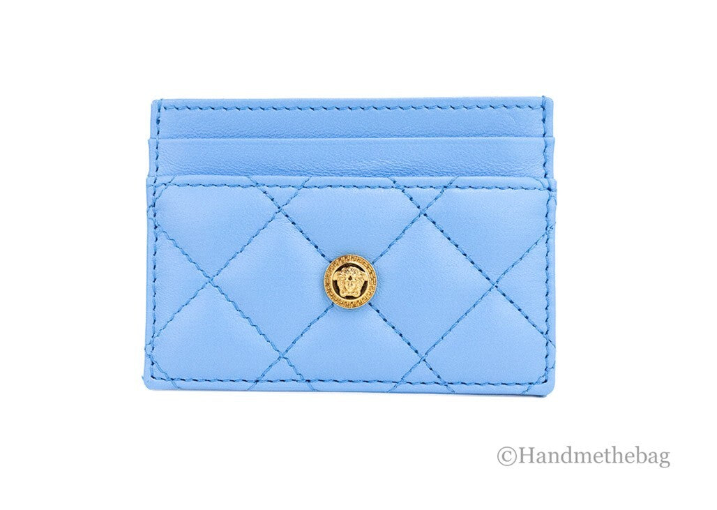 Versace Blue Leather Card Case Wallet