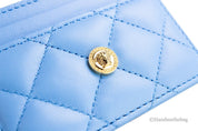 Versace Blue Leather Card Case Wallet