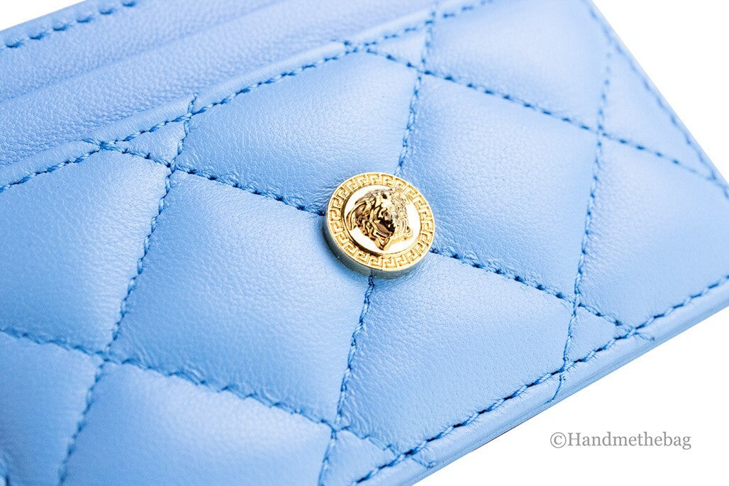 Versace Blue Leather Card Case Wallet
