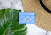 Versace Blue Leather Card Case Wallet