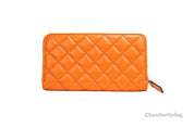 Versace Dark Orange Smooth Leather Continental Clutch Zip Wallet