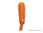 Versace Dark Orange Smooth Leather Continental Clutch Zip Wallet