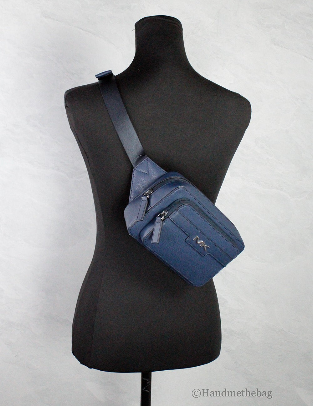 Michael Kors Navy Blue Smooth Leather Belt Bag