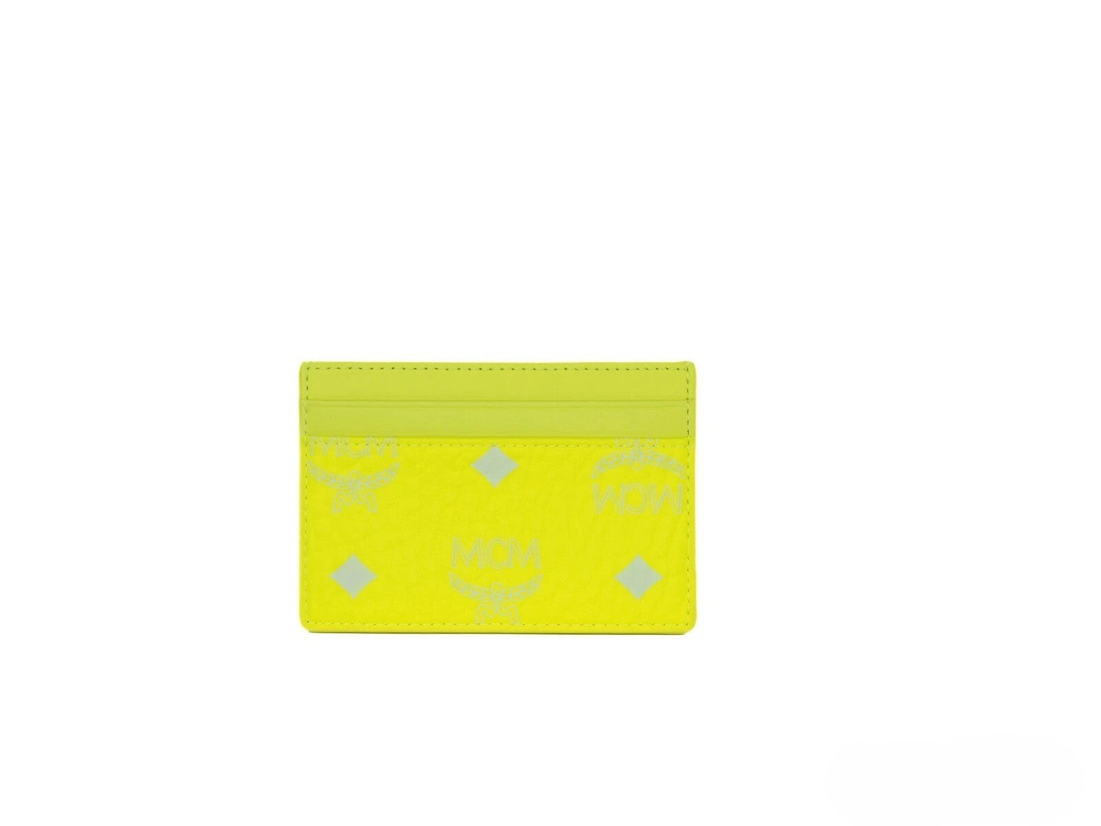MCM Neon Yellow Coated Canvas Card Cases