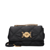 Versace Black Leather Shoulder Bags