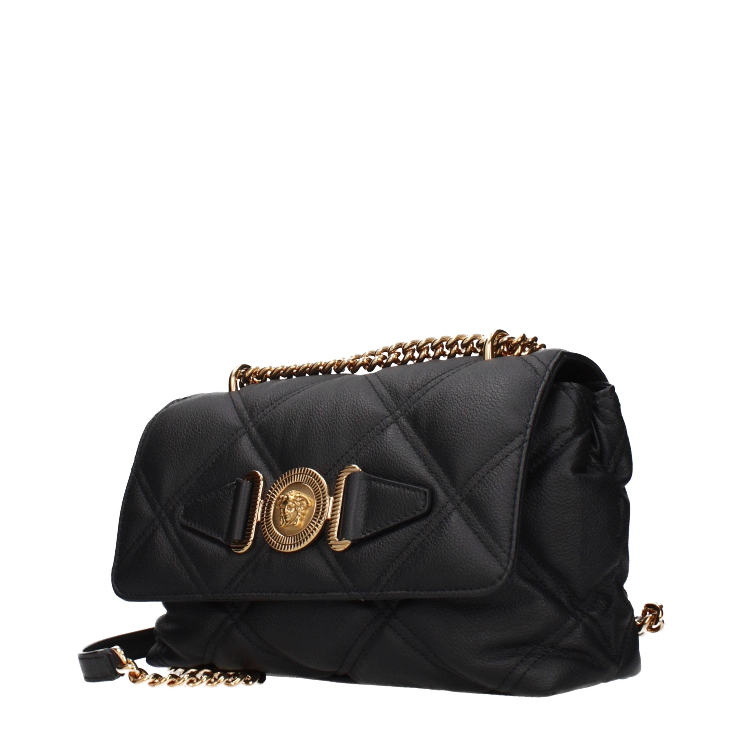 Versace Black Leather Shoulder Bags