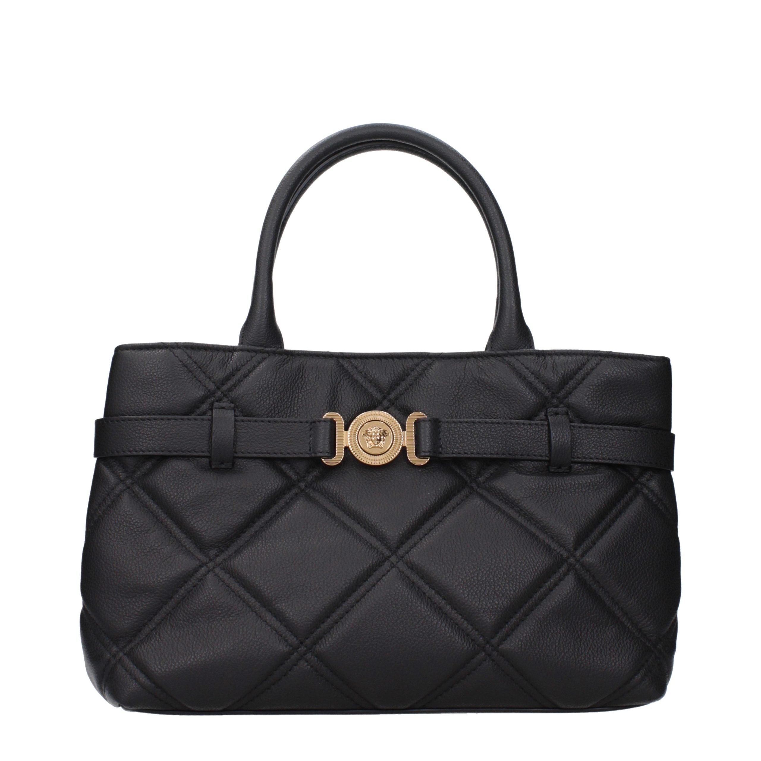 Versace Black Leather Handbags