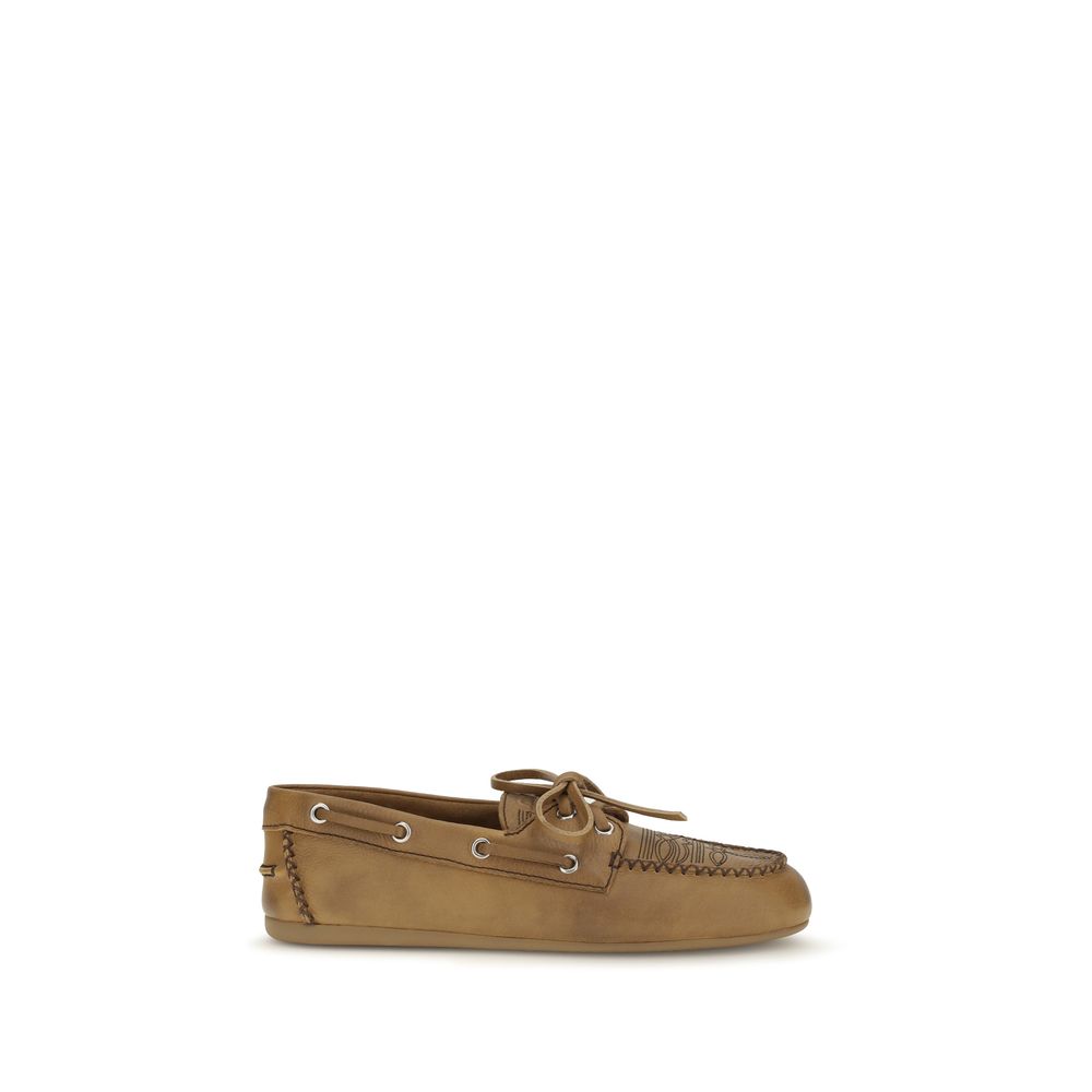 Miu Miu Beige Calf Leather Loafers