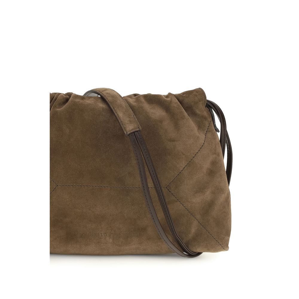 Brunello Cucinelli Brown Calf Leather Shoulder Bag
