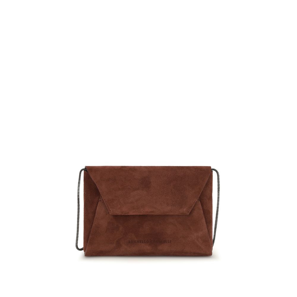 Brunello Cucinelli Bordeaux Calf Leather Shoulder Bag