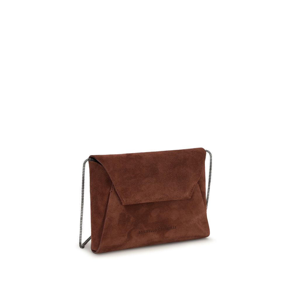 Brunello Cucinelli Bordeaux Calf Leather Shoulder Bag