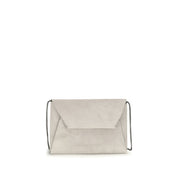 Brunello Cucinelli Gray Suede Calf Leather Clutch Bag