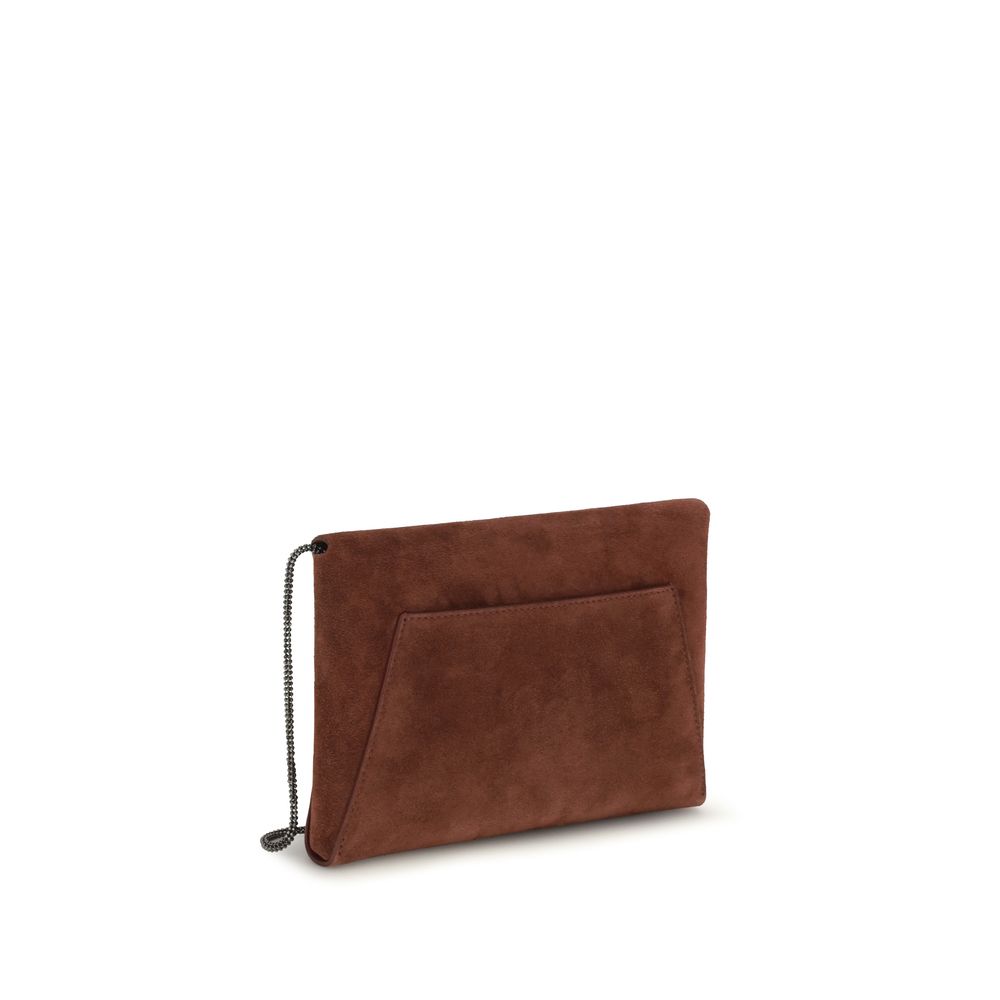 Brunello Cucinelli Bordeaux Calf Leather Shoulder Bag
