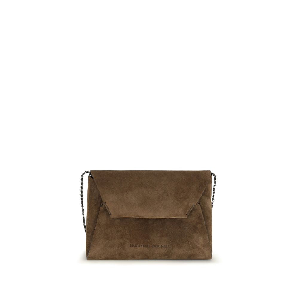 Brunello Cucinelli Brown Calf Leather Shoulder Bag